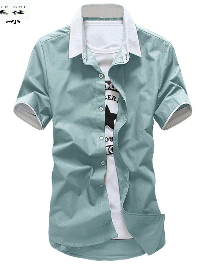 丹杰仕2016夏季新款男士短袖襯衫 韓版修身，詮釋青春潮流風(fēng)尚